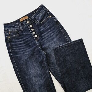 Judy Blue Womens 3 / 26 High Waist Straight Fit Jeans Blue Stretch Denim Button